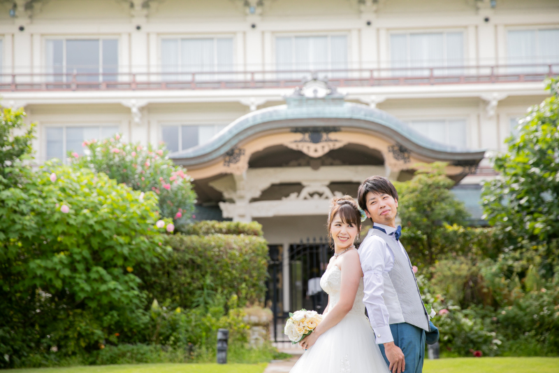 夏空の下でフォトウエディング