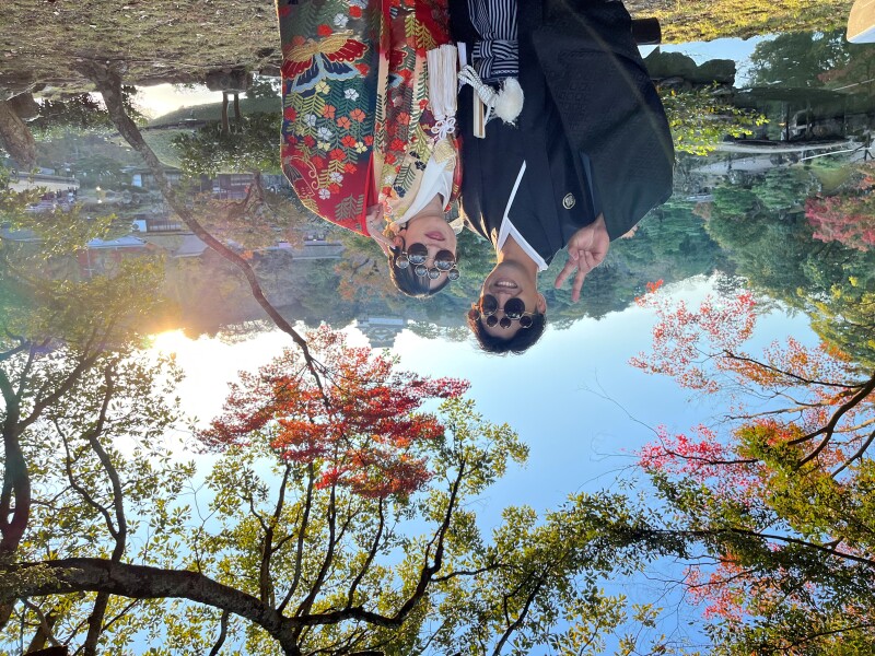 お二人ご持参のサングラスを着用