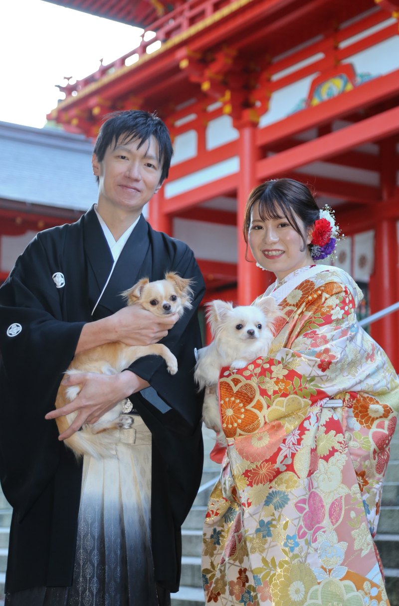 お二人の愛犬も撮影に参加です♪かわいい~
