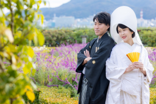 SWEET Wedding_和装を着て家族のペットと撮影