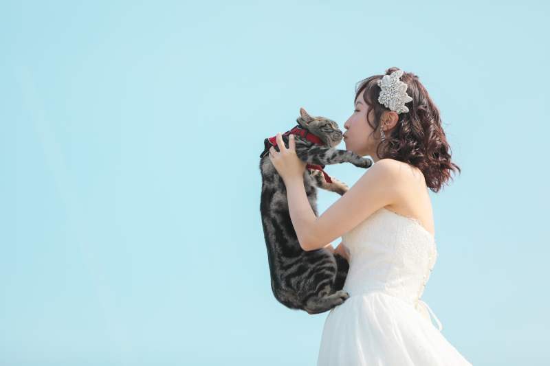 洋装を着てペットと撮影が叶います‼新郎新婦洋装衣裳・撮影・撮影データ・ヘアーメイク・アテンド