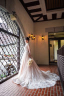 ボタニカル柄ピンクドレス