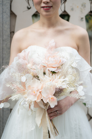 ホワイト×ライトピンクドライフラワーブーケ