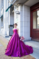 ボルドー・サテンドレス