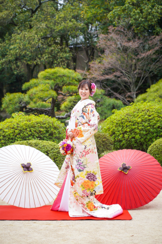 白xピンク　鳳凰柄　