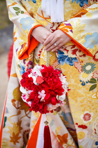 レッド和装ブーケ