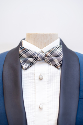 グレーチェック蝶ネクタイ