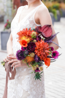 オレンジ＆パープルのブーケ