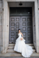 ペプラムチュールドレス