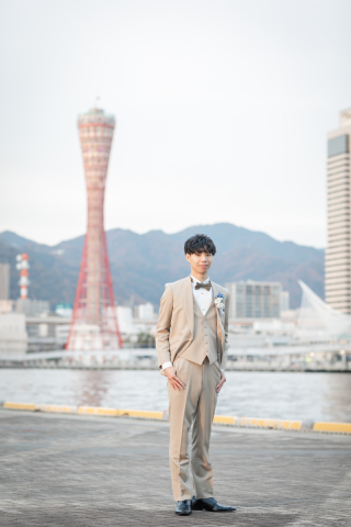 ベージュタキシード