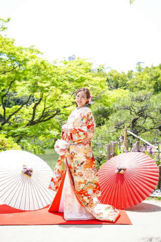 赤色x花柄・亀甲