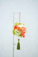 オレンジ&times;グリーン&times;ホワイト和装ブーケ