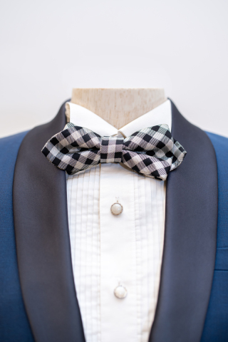 ホワイトチェック蝶ネクタイ