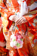 ピンク&times;グリーン和装ブーケ