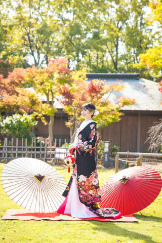 黒✖️ピンク　花柄