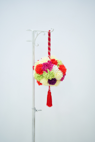 レッド×ライトイエロー×ライトグリーン和装ブーケ