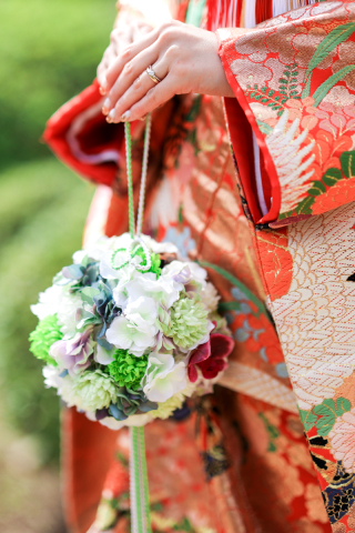 グリーン和装ブーケ