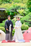 白無垢xピンクの花柄の掛下