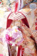 パッションピンク和装ブーケ