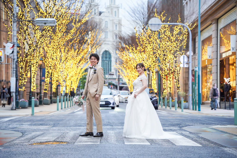 二人仲良く並んだ横断歩道でのショット♡♡♡