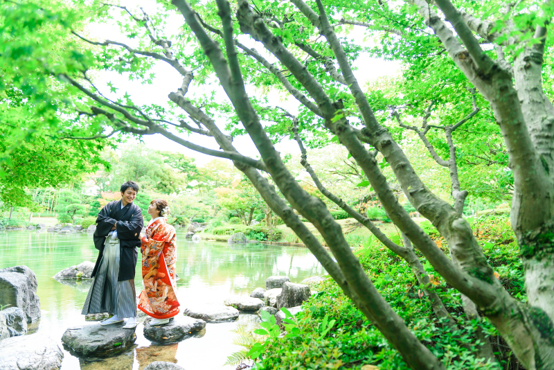 和装ならではの池でのショット！