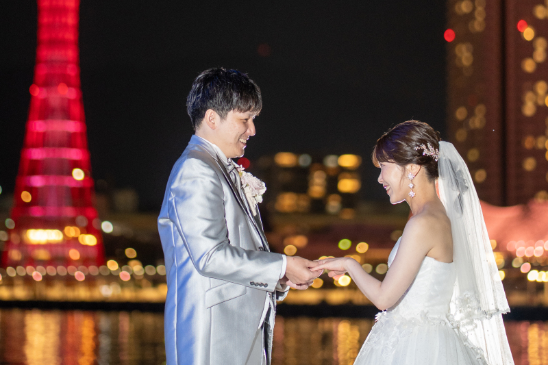 神戸の夜景を後ろにプロポーズ◎