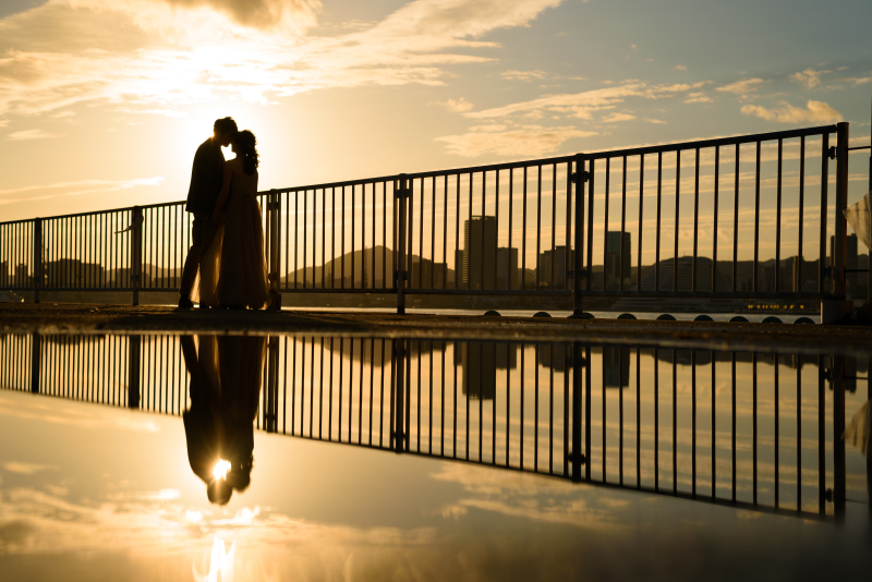 水たまりに映える奇跡のシルエット！