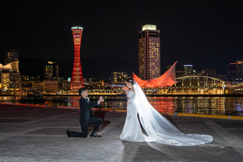 神戸の夜景をバックにプロポーズ◎