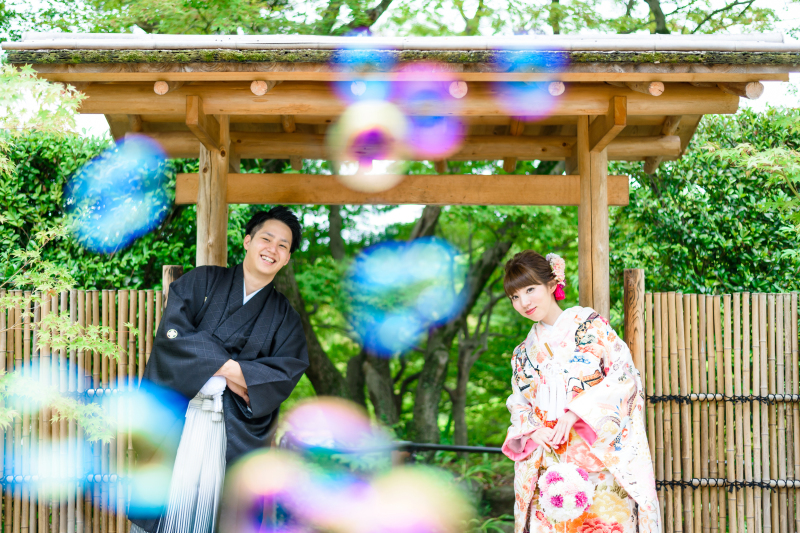 色打掛でシャボン玉ショット♪