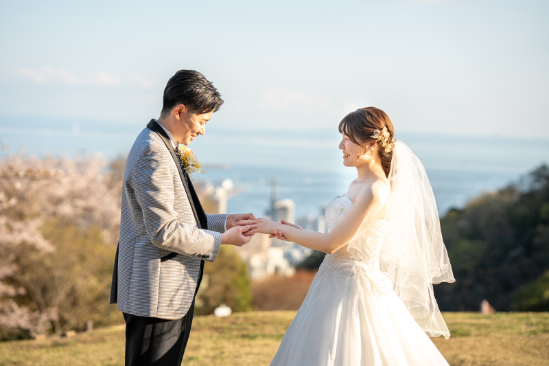 神戸の景色バックにプロポーズ◎