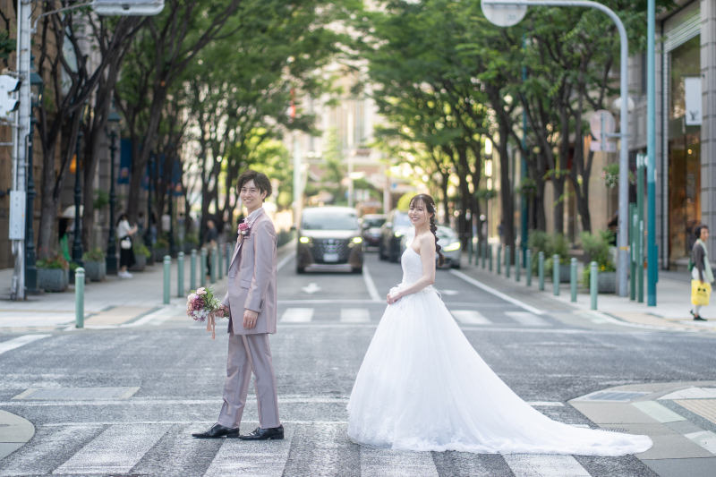 二人仲良く並んだ横断歩道でのショット♡♡♡