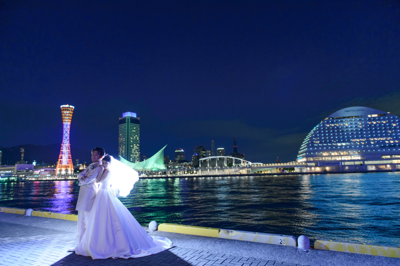 ロマンチックなハーバーランドでナイトフォト