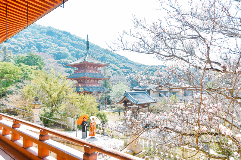 風流な太山寺で和装ロケフォト。