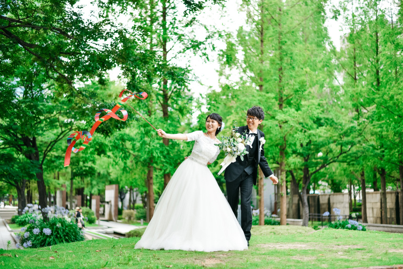 新体操リボンを使って♡自由度の高い前撮りを…♡