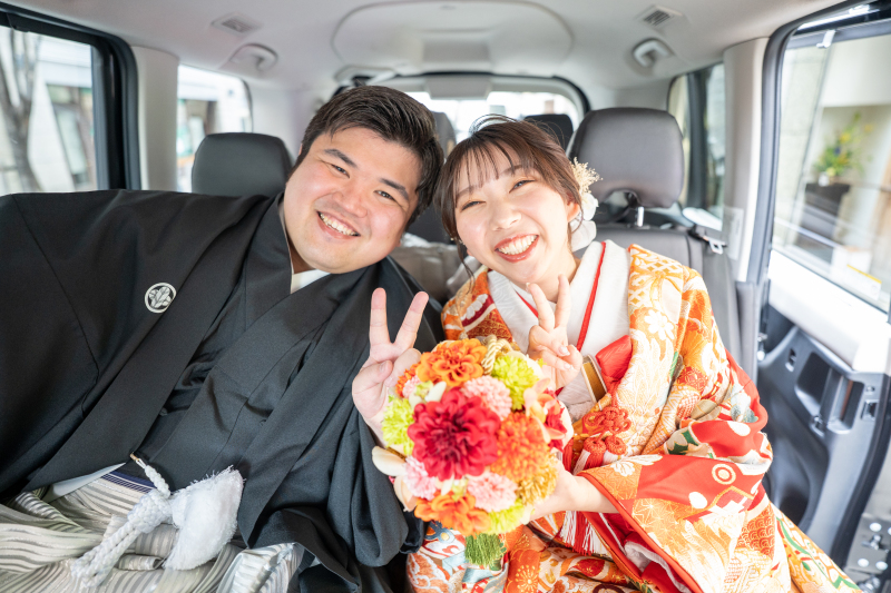 まずは和装の撮影へ！