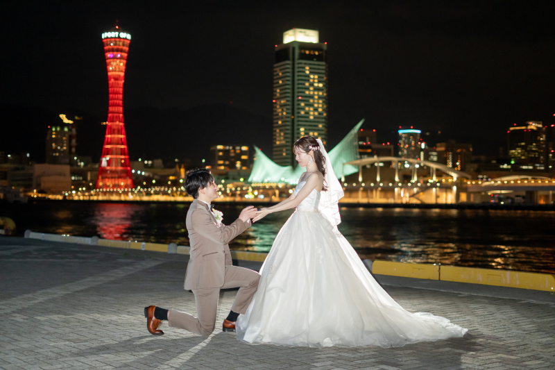 神戸の夜景をバックにプロポーズ◎