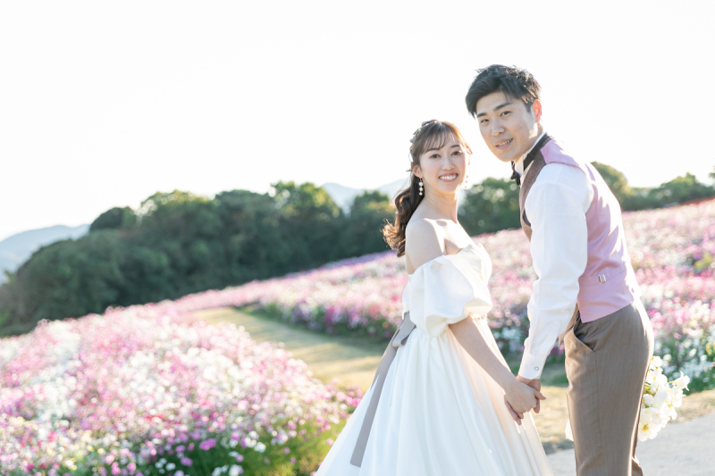 【洋装1点・ナイト付き】お花畑の中で癒される♡ナイト撮影も付いて大満足な1日♡