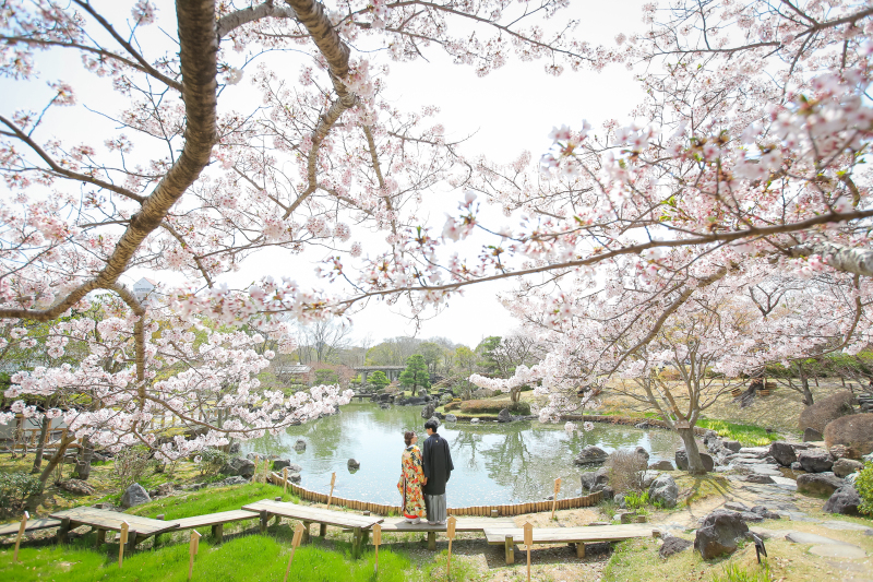 春らしさ満開！桜の中のお二人♡