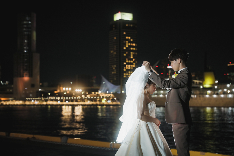 神戸の夜景の前でベールアップ♡♡