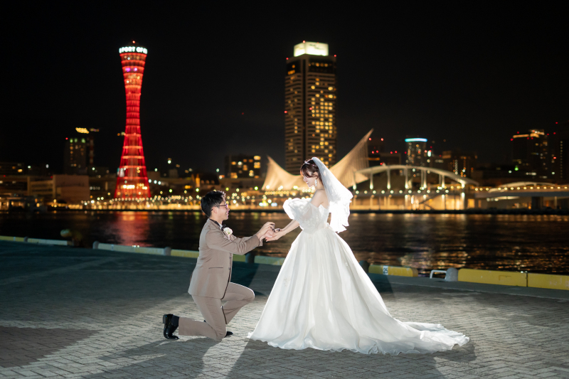 神戸の夜景をバックにプロポーズ◎