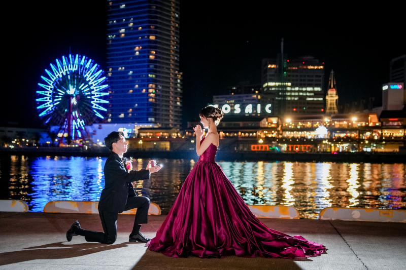神戸の夜景をバックにプロポーズ◎