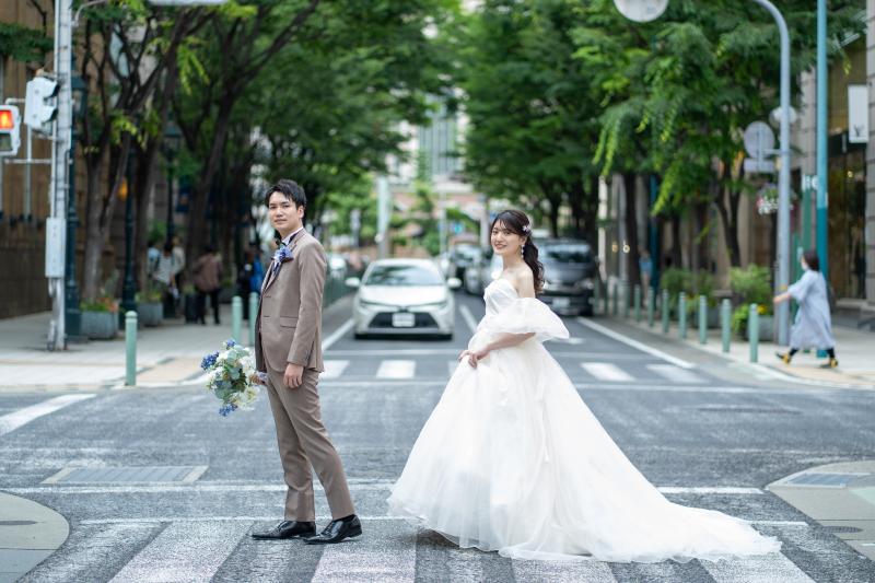 二人仲良く並んだ横断歩道でのショット♡♡♡