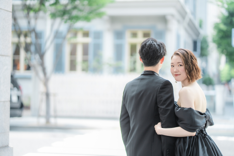 お洒落な場所でラブラブショット♡