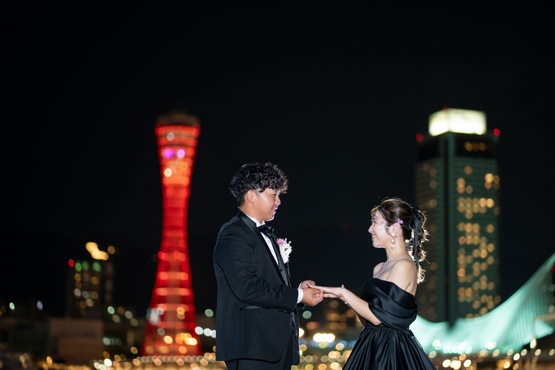 神戸の夜景をバックにプロポーズ◎