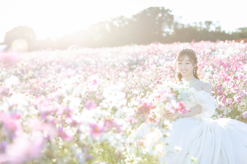 淡路島・花さじき【洋装2点★撮影場所2か所★】花と海、2つのドレスで2倍のときめきを。