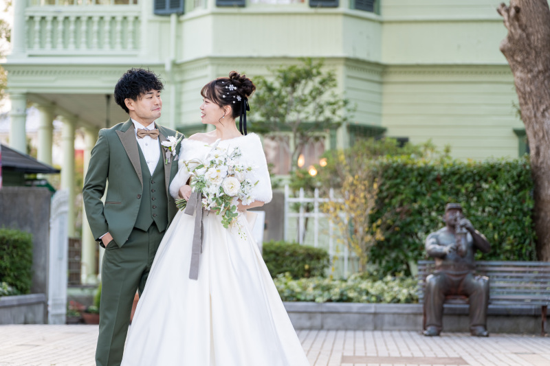 14万円税別【洋装1点★神戸北野エリアで撮影★】ドレス&タキシードで1カ所ロケーションフォト!!