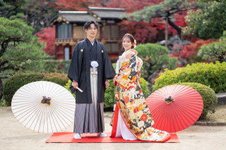 ２８万円税別【和和洋３点★撮影２カ所★】和装２点＋洋装１点♡色打掛と白無垢の両方撮れて大満足☆衣装のアップ料金なし☆