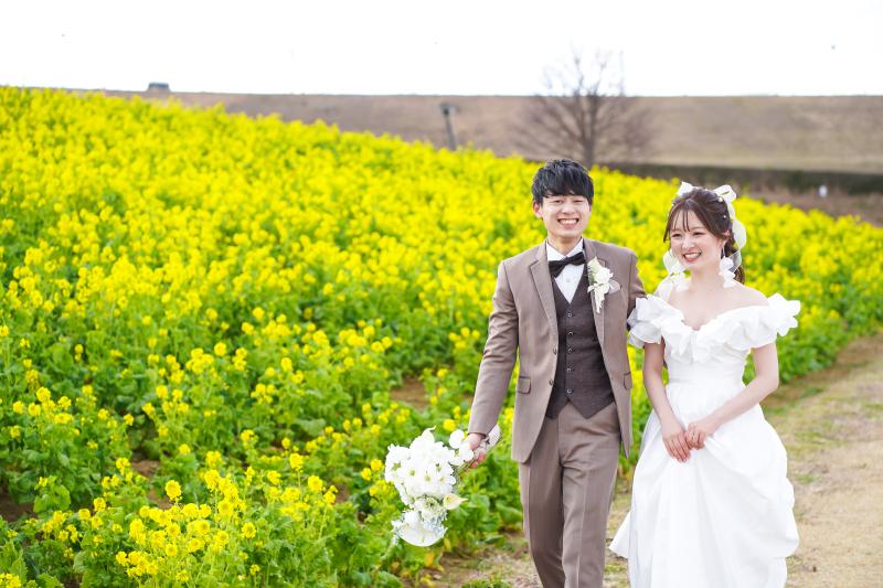 淡路島・花さじき【洋装2点★撮影場所2か所★】花と海、2つのドレスで2倍のときめきを。