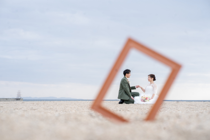 １４万円税別【洋装1点★ビーチフォト★】ドレス＆タキシードでビーチフォト！衣装のアップ料金なし☆