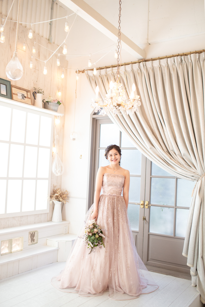 流行りのくすみピンクドレス♩